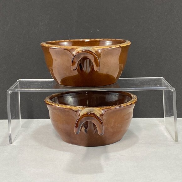 Brown Drip Handled French Onion Soup Bowl Set Of 2 - Picture 2 of 10